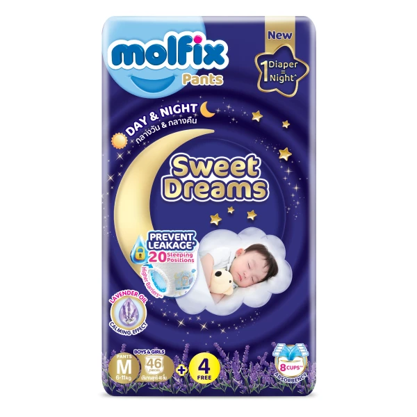 Tã quần Molfix Sweet Dreams size M 46 + 4 miếng (6 - 11 kg)